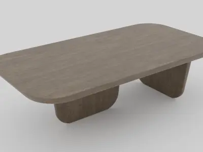 Modern Wooden Conference Table  Rounded Edge Rectangular Design Free low-poly 3D model