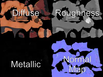 Muscular Wrestler Character Model Rigged and Animated Low-poly 3D model