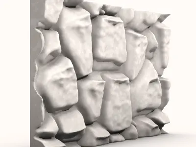Irregular Rock Retaining Wall Model 3D model