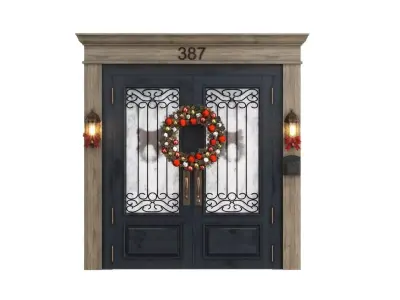 New Year French door entry 3D model