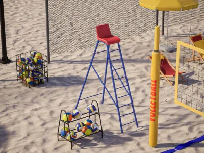 Beach Volleyball Set 1 Game Ready UE Low-poly 3D model