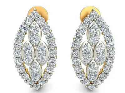 Elegant Marquise Diamond Cluster Earrings 3D print model