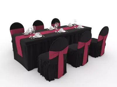 Banquet Table and Chair 142 3D model