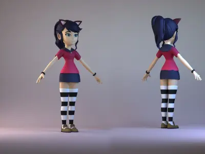 woman girl body glamour fashion cartoon character sport 3D model