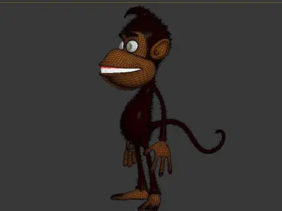 Monkey cartoon rigged 3D model