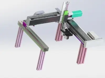 three-axis screw rod module 3D model
