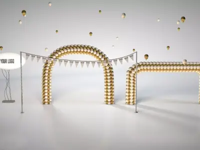 Balloon Arch  Triangle flag 3D model