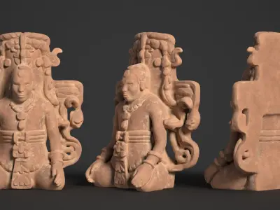 15 Ancient Mayan Statues - 250120 Low-poly 3D model