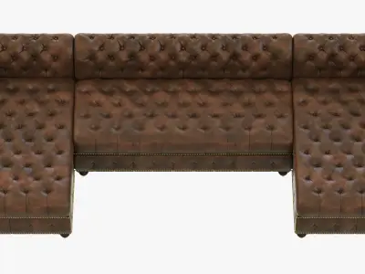 Restoration Hardware Cambridge Leather U-Chaise Sectional 3D model