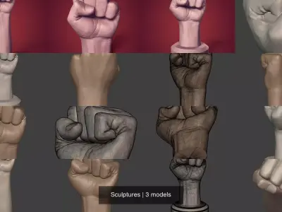Hand - Fist Sculptures -- Figurine - Statue --3D Print Ready 3D Model Collection