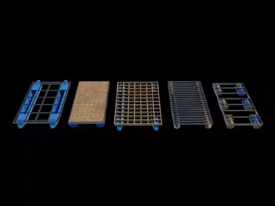 Pontoon boat set 3D model
