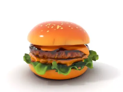 Realistic Cheeseburger with Lettuce Model Pack Low-poly 3D model