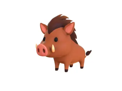 Cartoon Wild Boar Animal 3D Model for Cartoon Characters  Low-poly 3D model