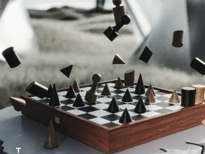 Conran Shop Leather Chess Set Free 3D model