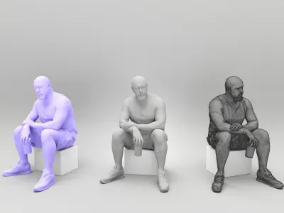 Athletic man sitting with water bottle 398 Low-poly 3D model