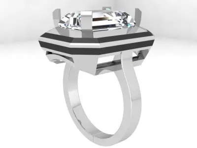 Emerald Diamond Ring 3783 3D print model