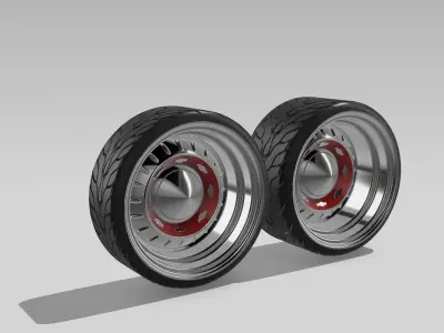 20inch Billet 1955 Chev Hubcap Wheels n Tires  2x Offsets 3D print model
