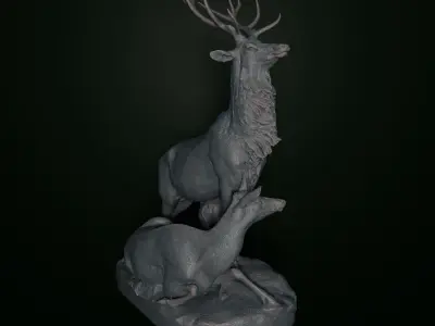 Deer Family 3D print model