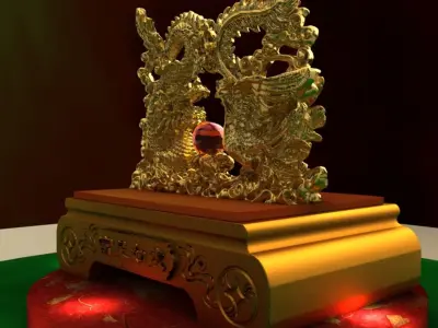 Chinese dragon and Phoenix 3D model