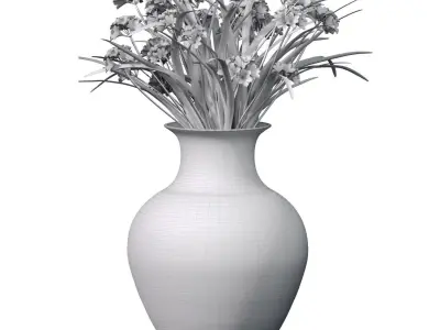 A bouquet of flowers in a vase pot flowerpot for decoration 3D model