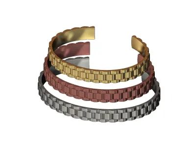 Watch link pattern cuff bracelet 3D print model