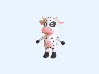 High-Quality 3D Cute Cow - Animated for Games Low-poly 3D model