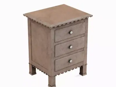 Old Wooden Dresser 04 Low-poly 3D model