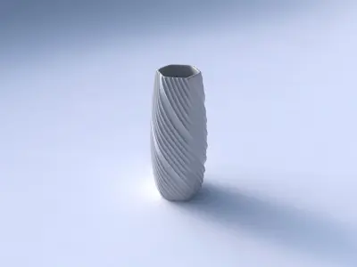 Vase hexagon with twisted extruded lines 3D print model