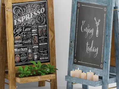 chalk board 08 greenery 3D model