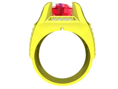 Luxury Oval Ruby Diamond Ring for Men 4937 3D print model