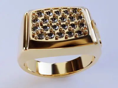 Ring for men with gems at the top Free 3D print model