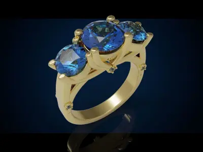 Three gemstone ring  Cg 3 16 3D print model