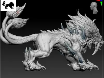 lion variation beast animal sacred zbrush 3D model