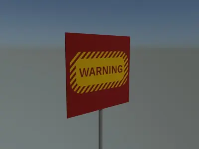 Warning sign Low-poly 3D model