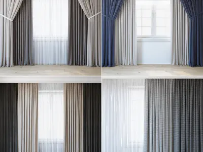 Curtains Big pack  All in 1  3D Model Collection