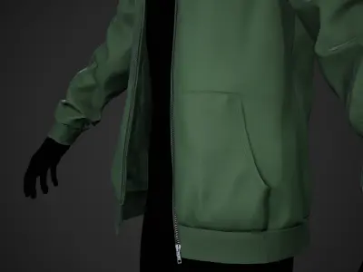 Green Open Hoodie Style 1 Low-poly 3D model