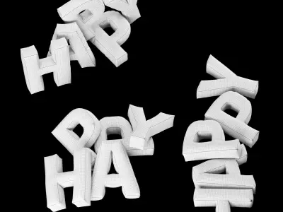 Happy pillow set 3D model