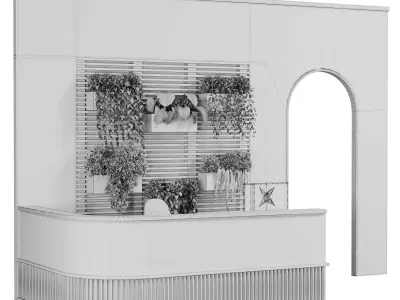 Reception Desk and Wall plant - office furniture 10 Low-poly 3D model