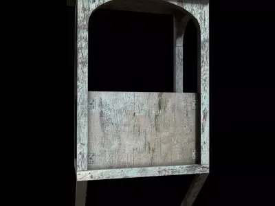 Balcony wooden small Low-poly 3D model