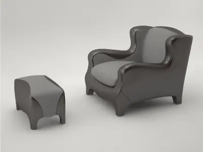Pro - Promemoria Club Armchair and bench 3D model