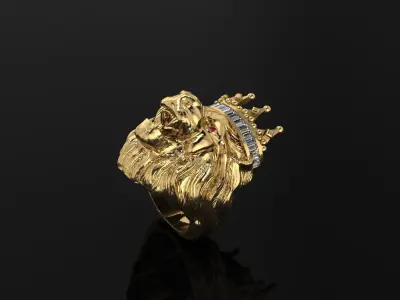 Lion Crown Ring 3D print model