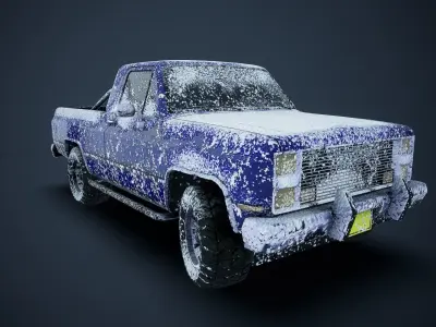 Snowy car Low-poly 3D model
