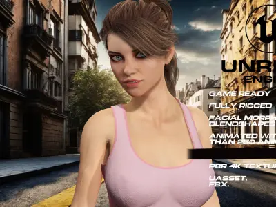 workout girl full rigged - game ready - animated Low-poly 3D model