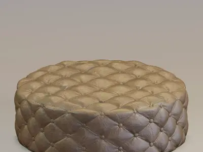 Round tufted ottoman 3D model
