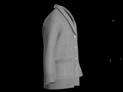 Male knit raglan cardigan 3D model