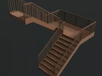 U shape stair 24O07 3D model