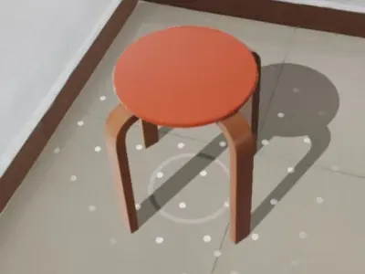 QuadStool 35cm Low-poly 3D model