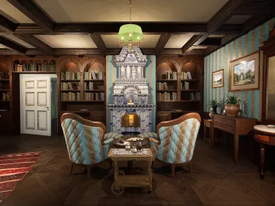 Russian Estate House Unreal Engine 4 Low-poly 3D model