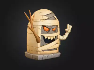 Mischievous Mummy Statue Low-poly 3D model