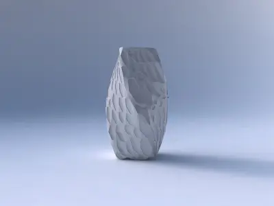 Vase twisted quadratic with crystal dents 3D print model